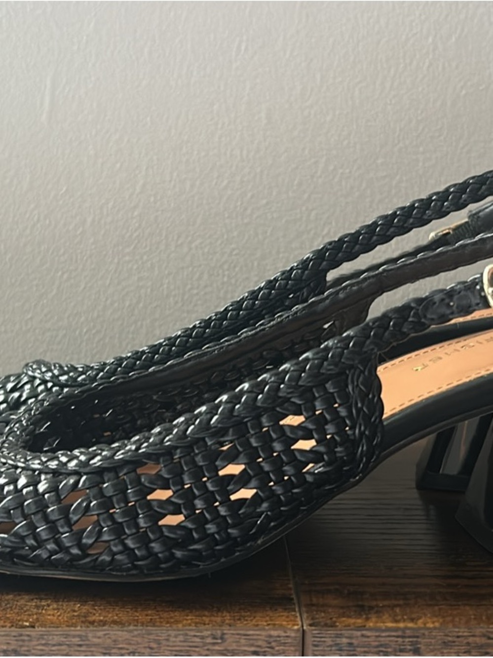 Marc Fisher Black Woven Slingback Block Heels